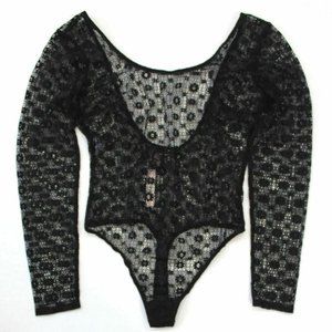 Victoria's Secret Medallion Lace Long Sleeve Thong Bodysuit Size XS/S